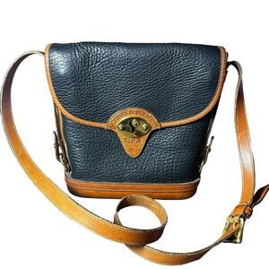 Vintage Dooney and Bourke All Weather Leather Spectator Bag black w/ brown trim